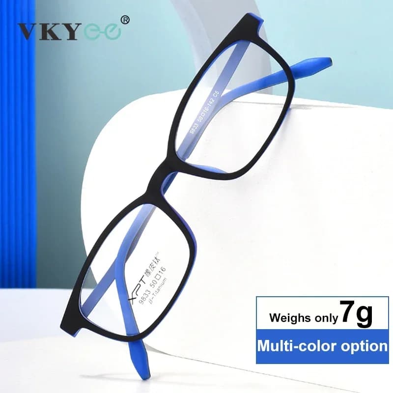 VICKY Nuova montatura in titanio gommato ultraleggero Design semplice con montatura quadrata Occhiali da vista anti-luce blu personalizzabili