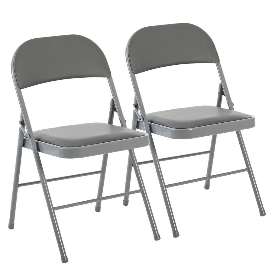 2 Pack Folding Chairs with Padded Cushions - Versatile Indoor Outdoor Sing for Home Office Events and Weddings Stylish Gray Des