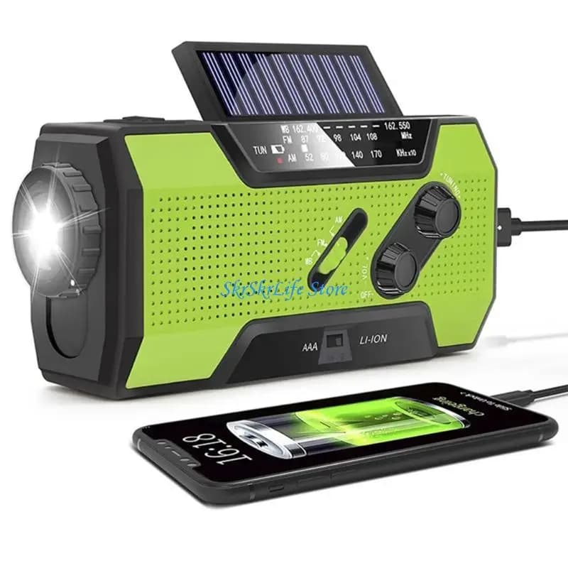E65E Radio meteorologica a manovella solare emergenza Radio FM Batteria PowerBank da mAh