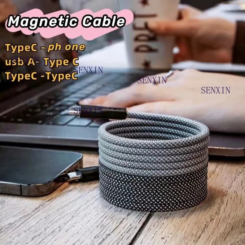 Cavo di ricarica magnetico USB C a Type C da 100W, cavo dati USB A a Type C per tablet, MacBook, Samsung