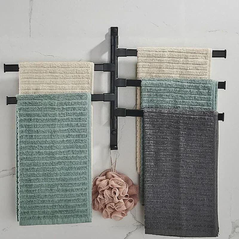 Multifunzionale Girevole 180 ° Porta asciugamani Spazio Doccia in alluminio Porta asciugamani Organizzatore di stoccaggio per accessori da bagno