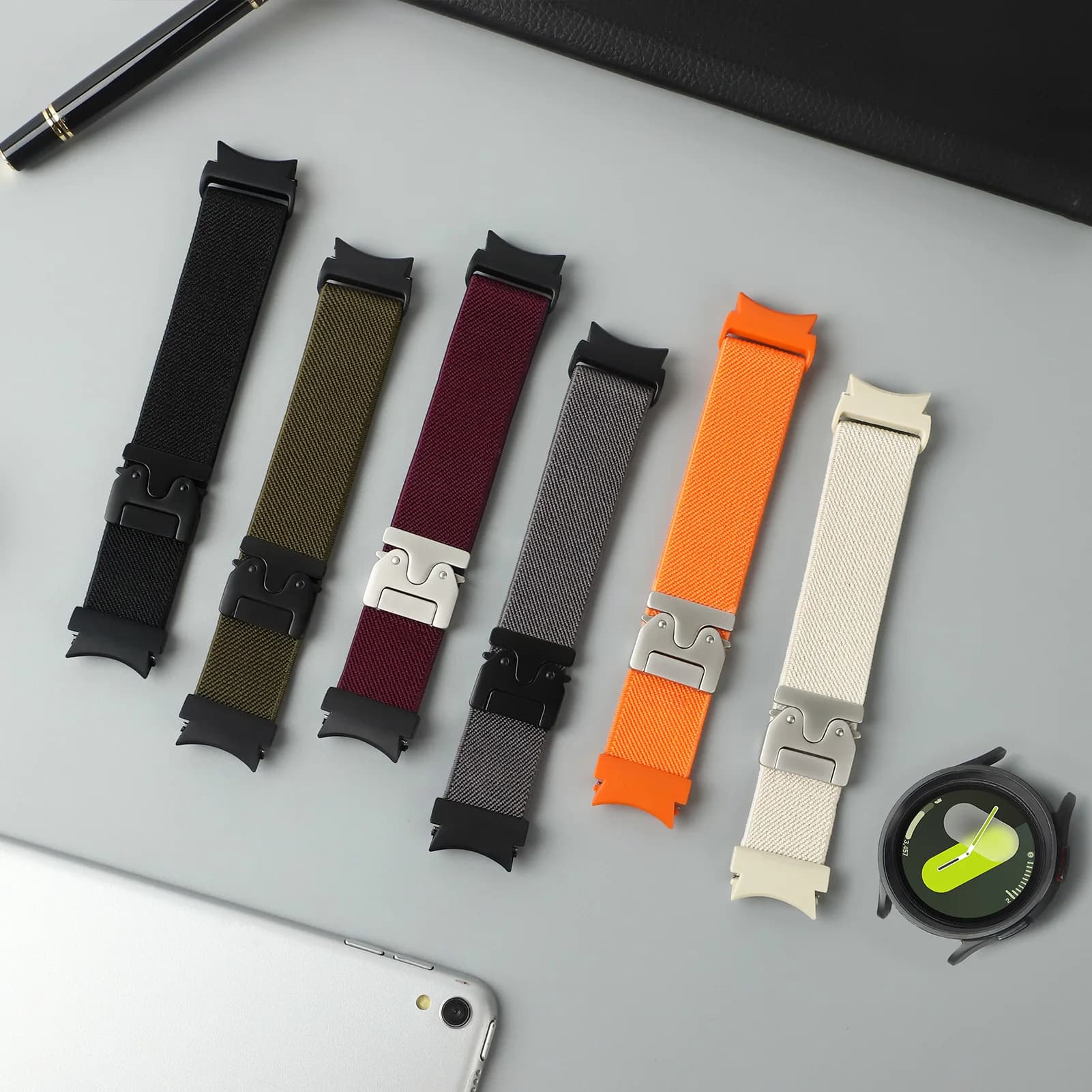 Cinturino per paracadute per Samsung Galaxy Watch 7 FE 6 4 Classic 5 pro 44mm 40mm 47 Bracciale in nylon elasticizzato senza spazi vuoti Galaxy Watch 7 Band