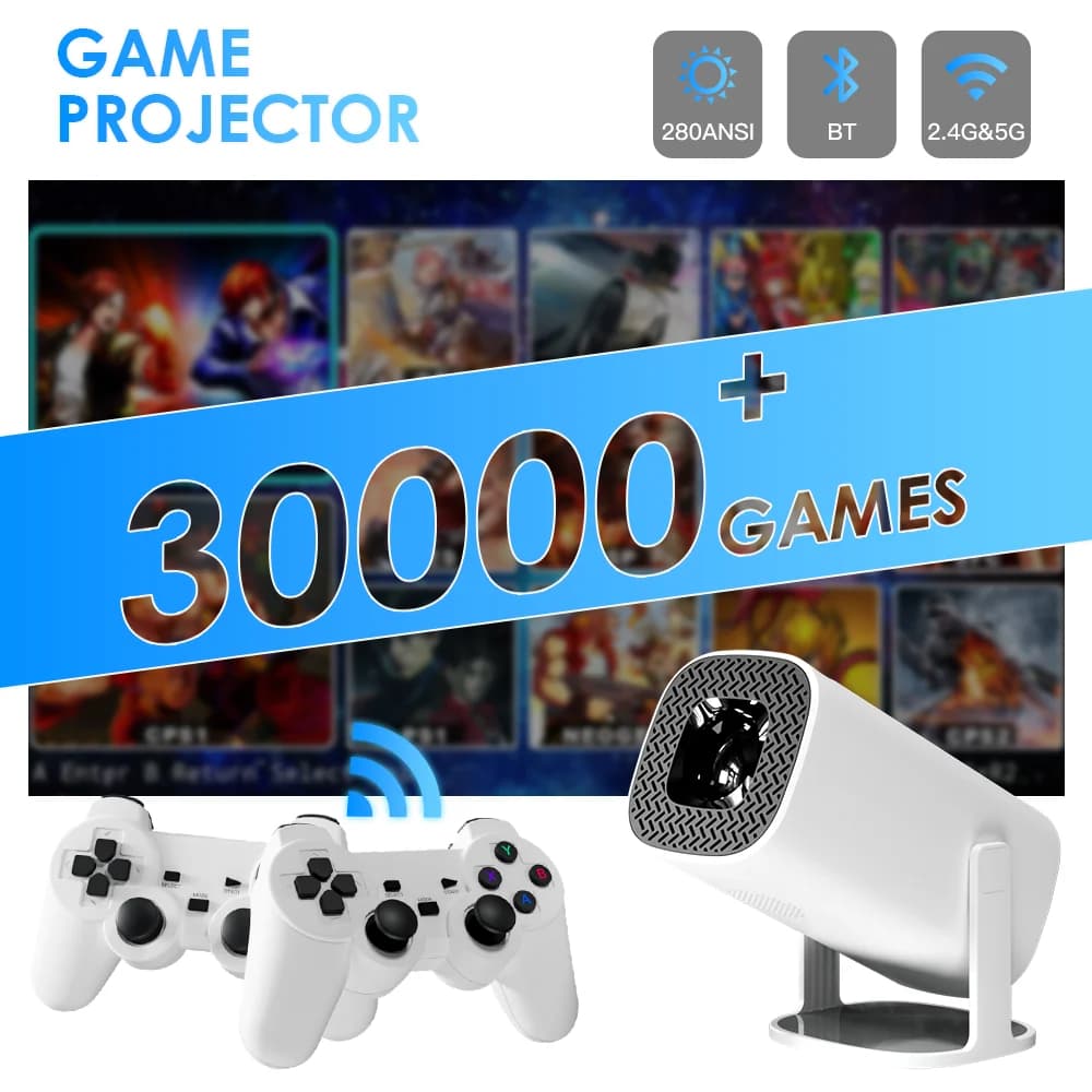 Proiettore da gioco Android 11 P30MAX 64GB TF Card Controller di gioco wireless Dual WIFI 1280 * 720P Proiettore portatile Home Theater