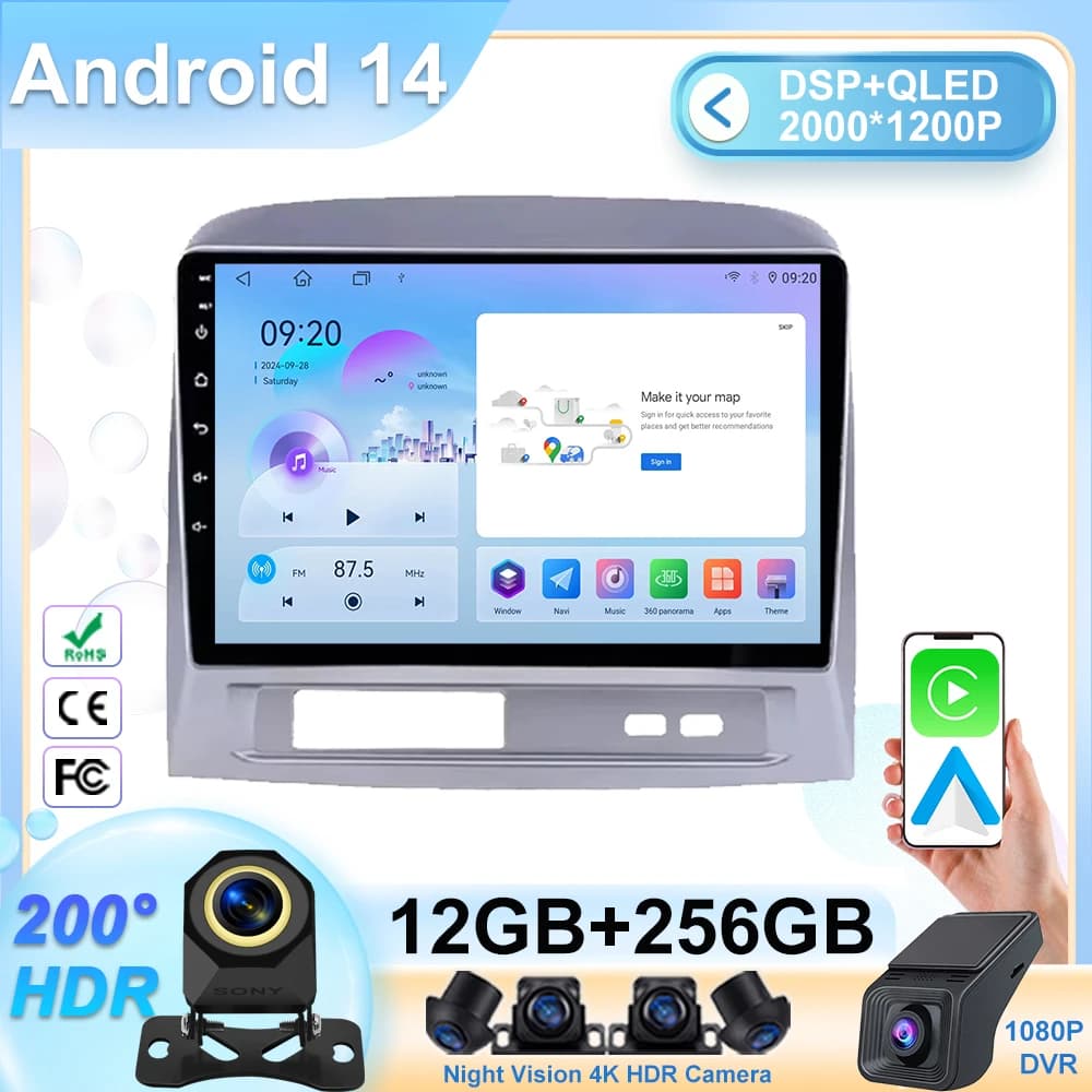 Car Radio For Toyota Vios 2004-2007 Video Navigation GPS Wireless Carplay Auto No 2din ADAS DSP Stereo RDS Multimedia Android