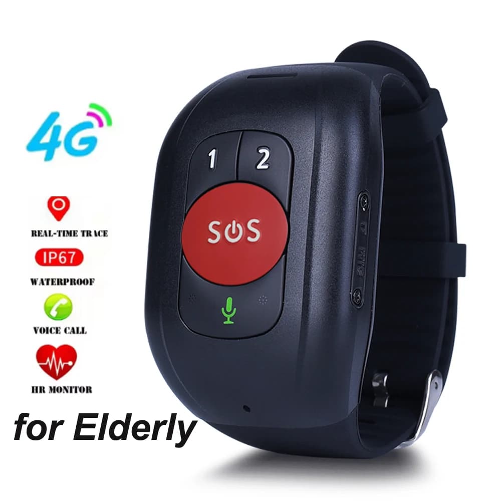 Orologio GPS SOS 4G per anziani Monitoraggio GPS Bracciale Bracciale Allarme di emergenza Monitoraggio GPS Frequenza cardiaca Monitor della pressione arteriosa