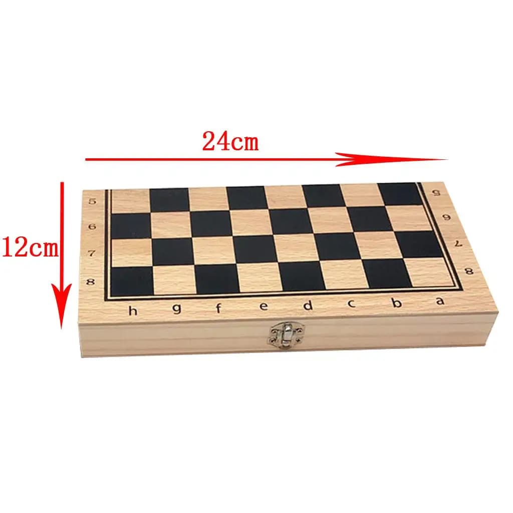 Foldable Wood Chess Board International Chess Set Portable Storage Case Board Game for Home Office and Trips