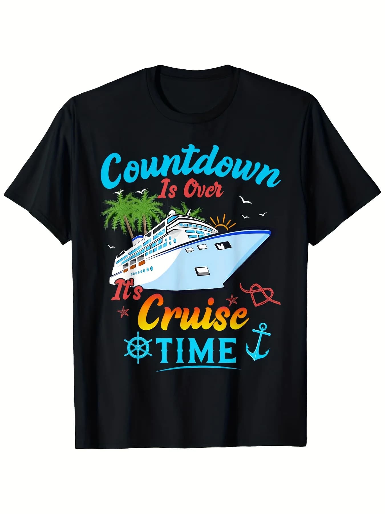 T-shirt - "The countdown ends, Fashion Cruise on the Sea" - A cruise ship with maritime theme and design with palms