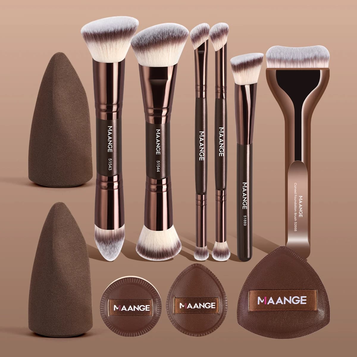 MAANGE 6pcs Double Headed Makeup Brushes 5pcs Air Cushion Puff Multifunctional Foundation Brush Concealer Brush Powder Brush