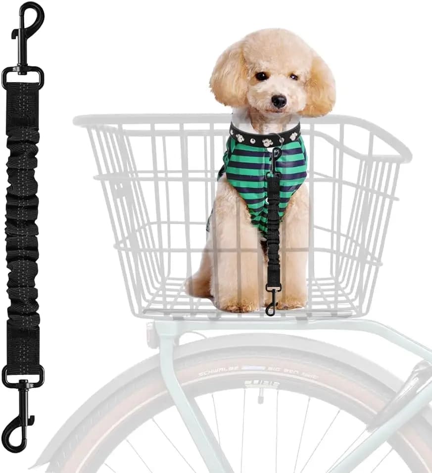 Cintura di Sicurezza Retrattile per Cani da Bicicletta, Guinzaglio Elastico per Animali Domestici, Estensione Ammortizzante per Gatti, Nero