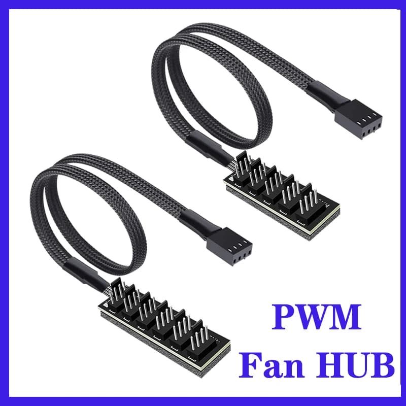1 a 5/6 PWM Ventola Hub PC CPU Raffreddamento Ventola 4PIN Cavo di alimentazione Hub Adattatore Custodia con maniche Splitter per Ventole di raffreddamento del computer