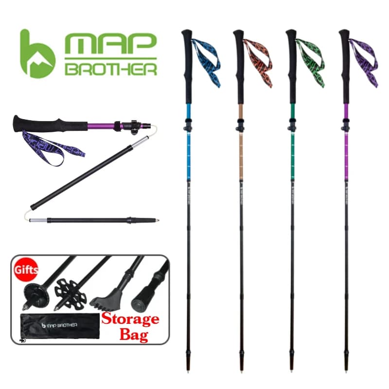 MAP BROTHER M3030 Foldable lightweight trekking pole with quick locking Trekking stick for trail running aluminum alloy walking pole
