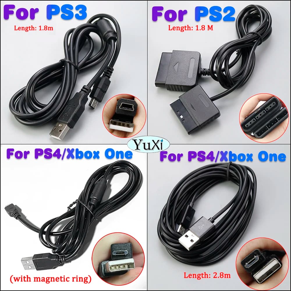 Cavo di ricarica dati USB 1Pc per PS4 PS3 PS2 cavo di prolunga di ricarica della maniglia per Xbo One Gamepad Controller accessori
