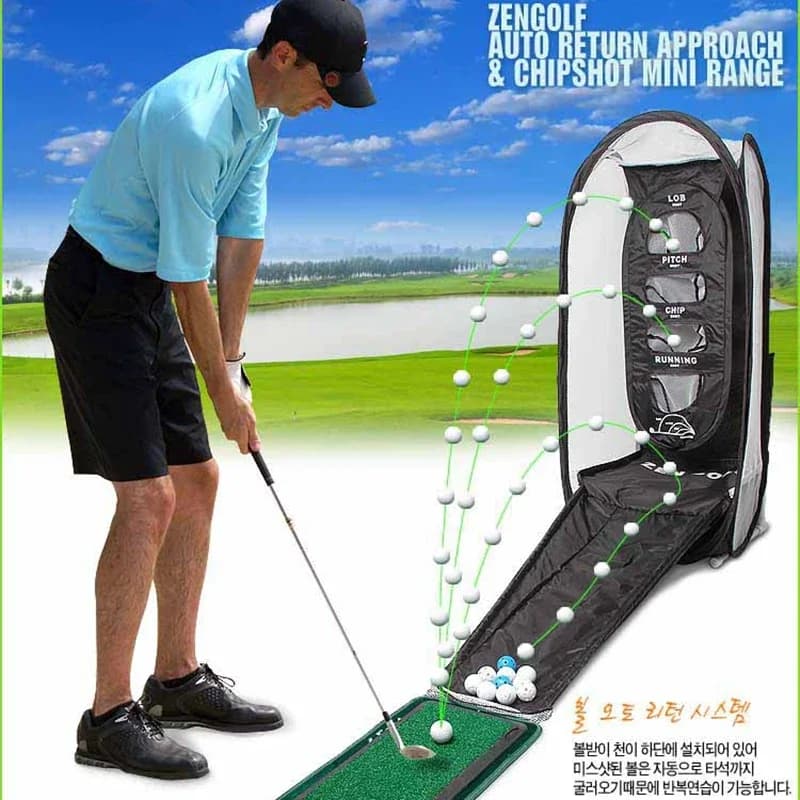 POLO. Golf Swing Exercises Golf Practice Net Cage Mat Chipping Training Aid Golf Practice Portable Tent with Mat and Balls