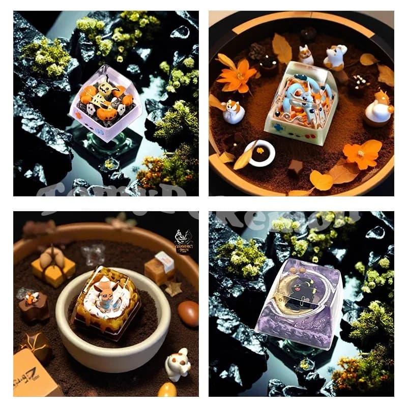 Pokemon Copritasti Mewtwo Umbreon Cross Shaft Pikachu Viaggi Keycap Nuovo Stereo Simpatico Illustrazione Tastiera Meccanica Resina Keycap