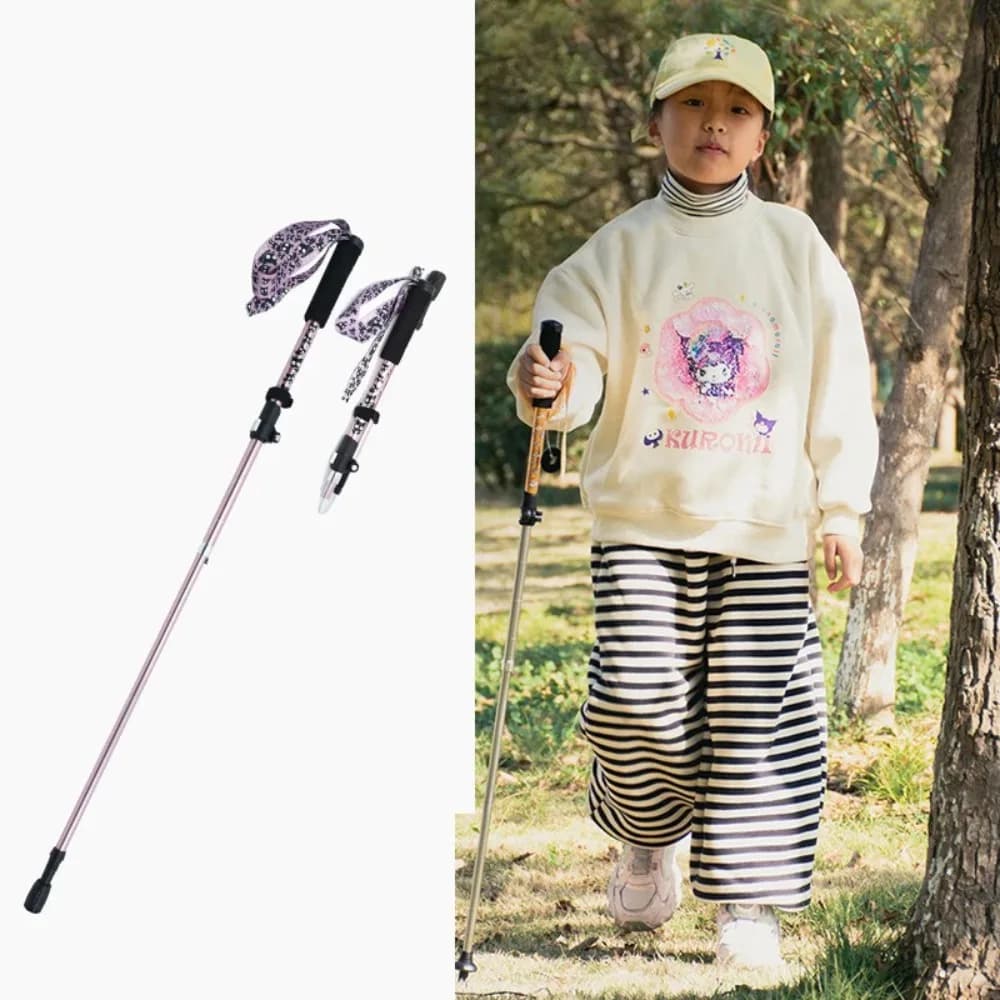 Children Hiking Equipment Crutch Wilderness Portable Folding Telescopic Cane Mountain Climbing Aluminum Alloy Trekking Pole
