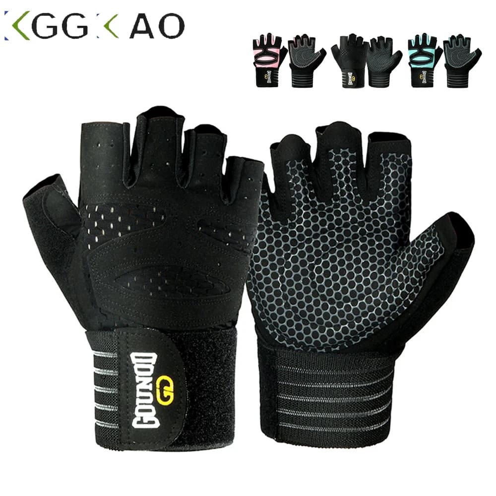 1Pair Workout Gloves for Men Women, Weight Lifting Gloves with Padding and Wrist Strap, Gym Gloves for Training and Exercise