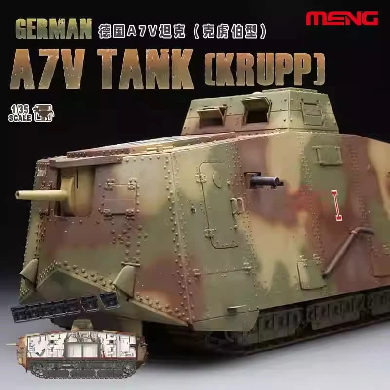 Kit Modello in Plastica 1/35 MENG TS-017 Carro Armato Tedesco A7V (Krupp)