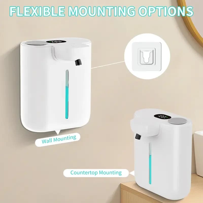 Dispenser automatico di sapone con sensore automatico a induzione a infrarossi elettrico impermeabile in schiuma/liquido regolabile a 9 livelli di grande capacità da 500 ml
