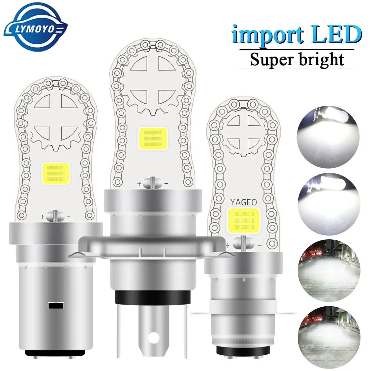 1x Luce per moto H4 BA20D P15D 3030 LED bifacciale perlina COB Faro Faretto Fendinebbia Faretto Universale bianco