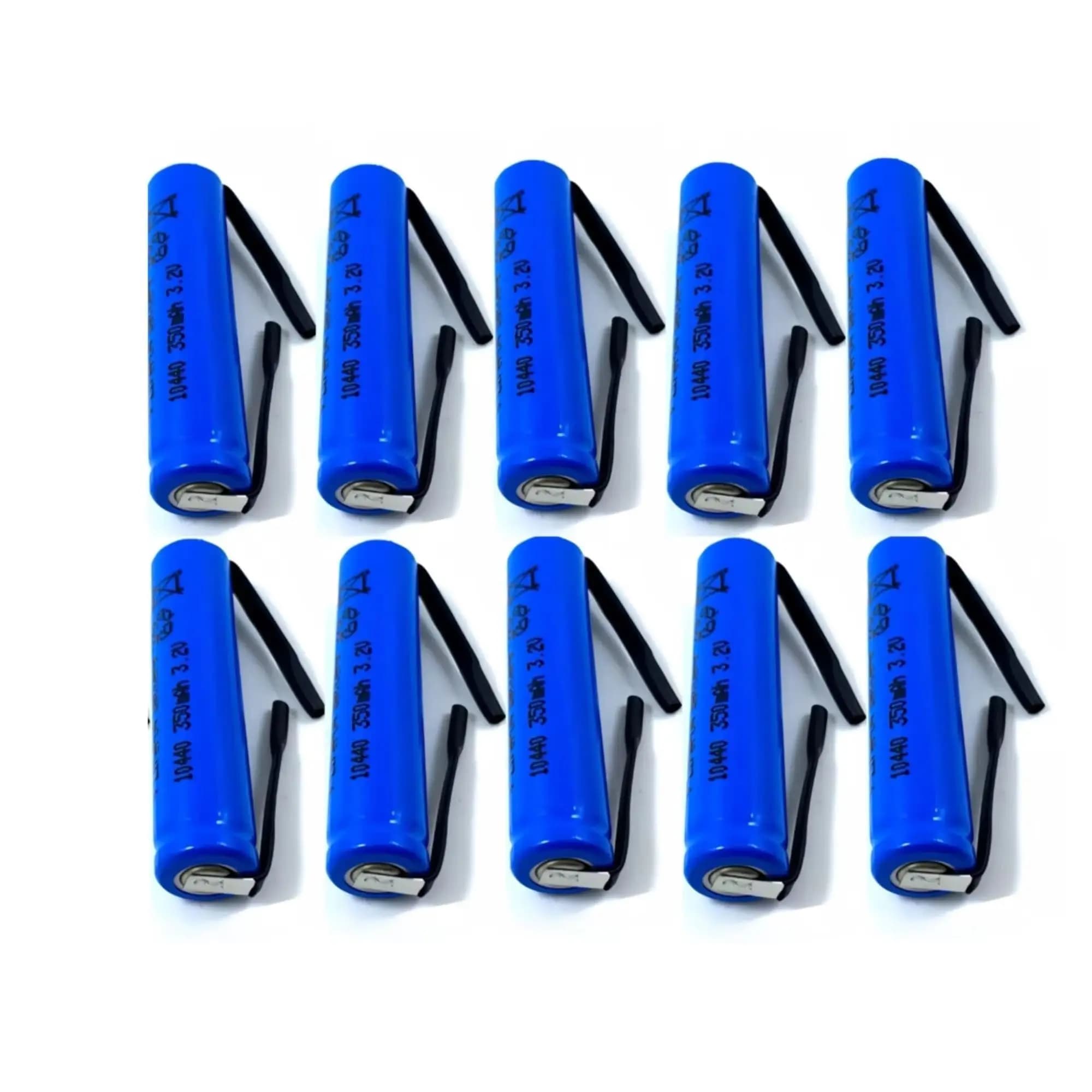 10 batterie LiFePO4 10440 da 3.2V 350mAh AAA con terminali a saldare per spazzolino elettrico, rasoio, giocattoli, lampada da terra, bilancia da cucina, telecamera spia
