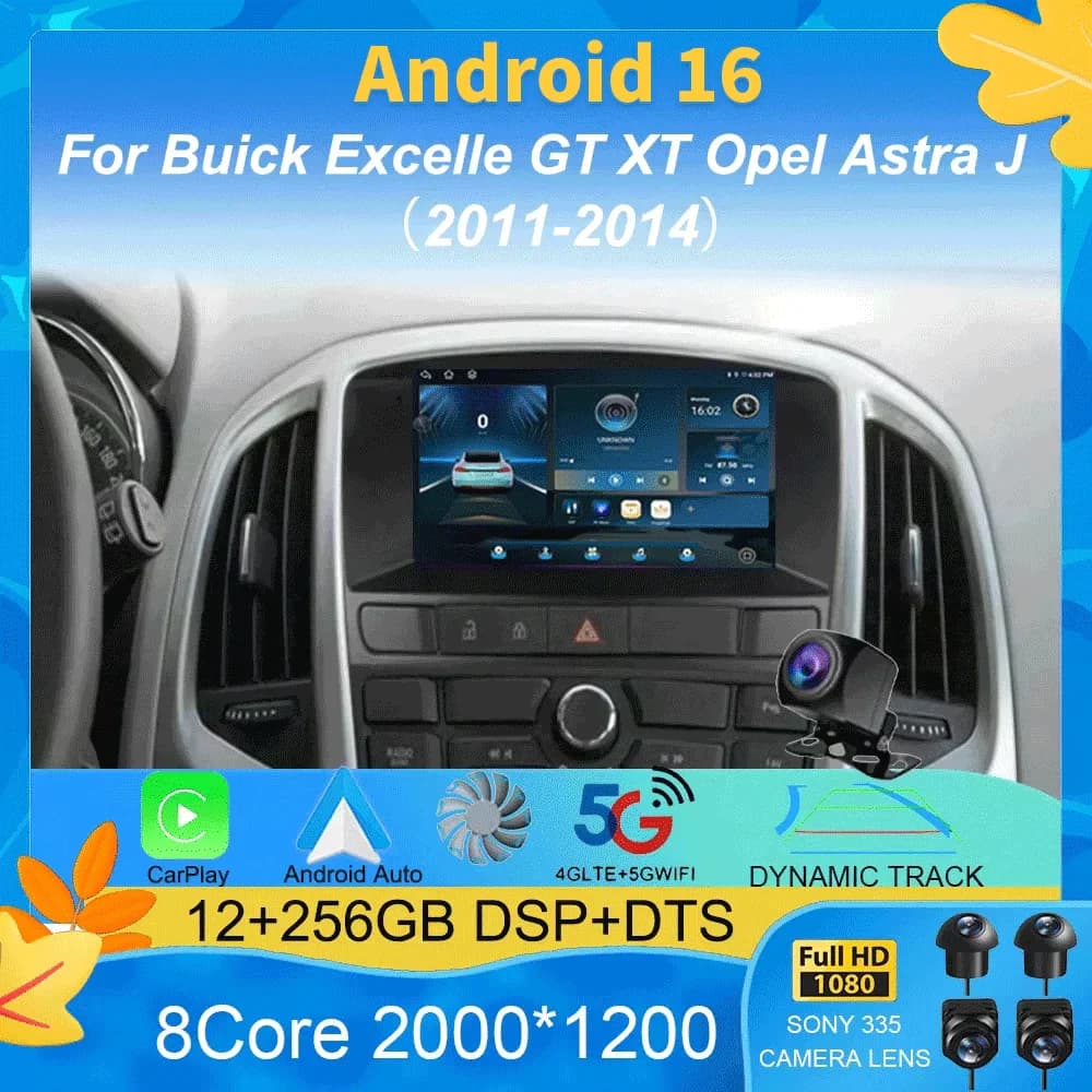 Autoradio Android 16 con Carplay e Android Auto per Buick Excelle GT XT Opel Astra J 2011 2012 2013 2014, Lettore Multimediale Stereo per Auto