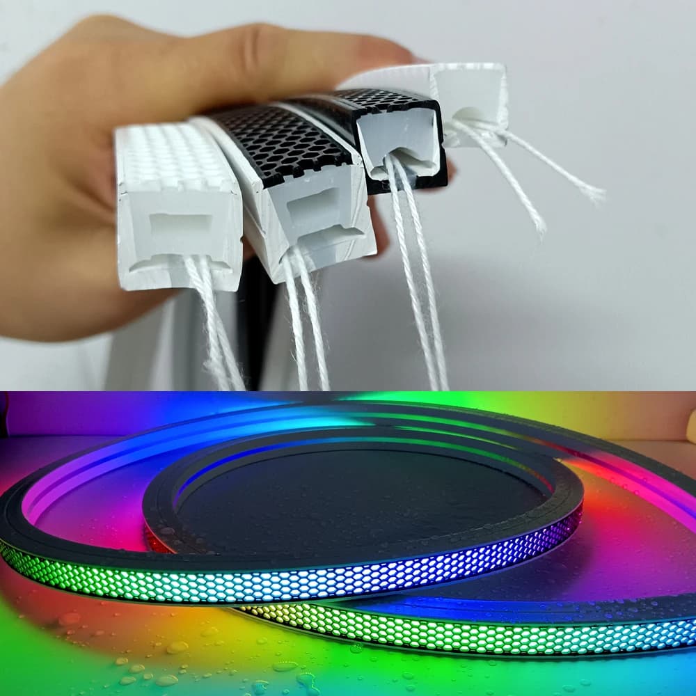 Striscia LED Diffusore Tubo al neon Antiriflesso IP67 Impermeabile flessibile T1212 T1616 Nero Bianco per 2835 5050 RGB 8mm-12mm Luce