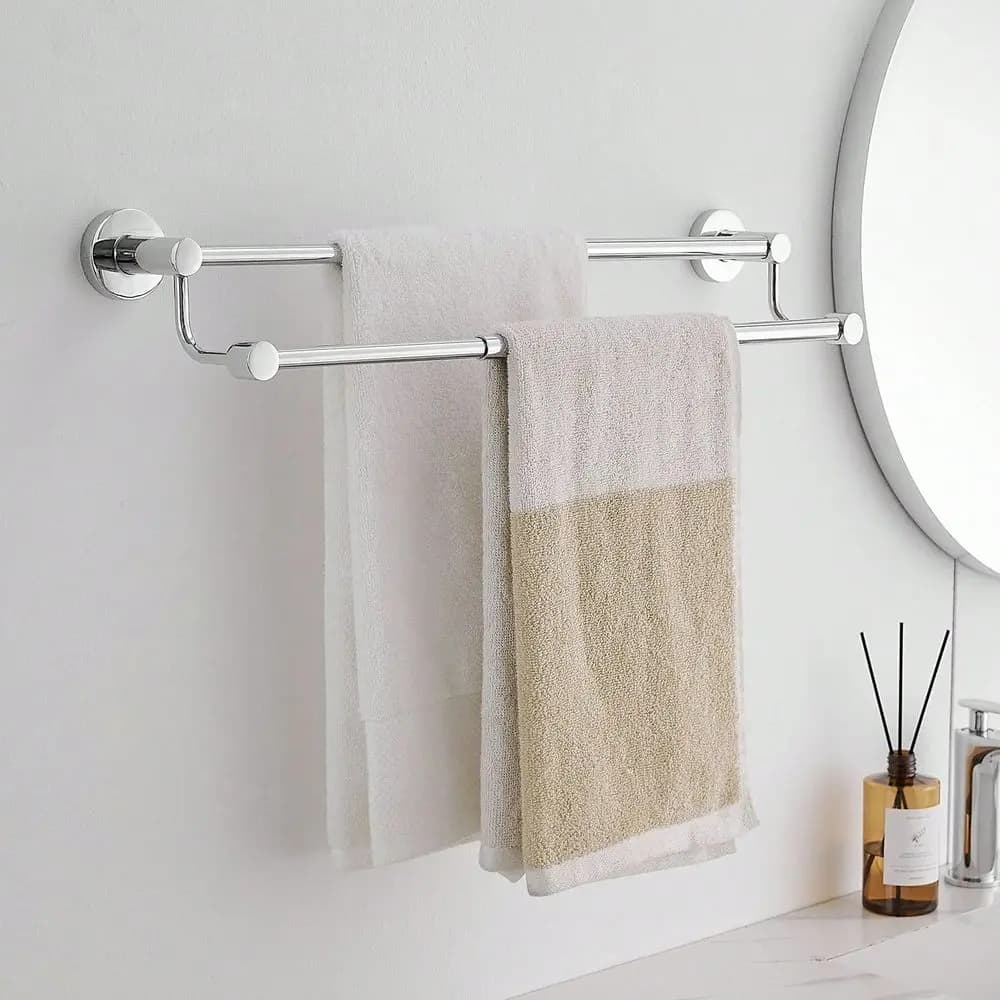 Portasciugamani doppio regolabile da 16,528,5 pollici per bagno, in acciaio inossidabile, stile hotel, montaggio a parete con viti H