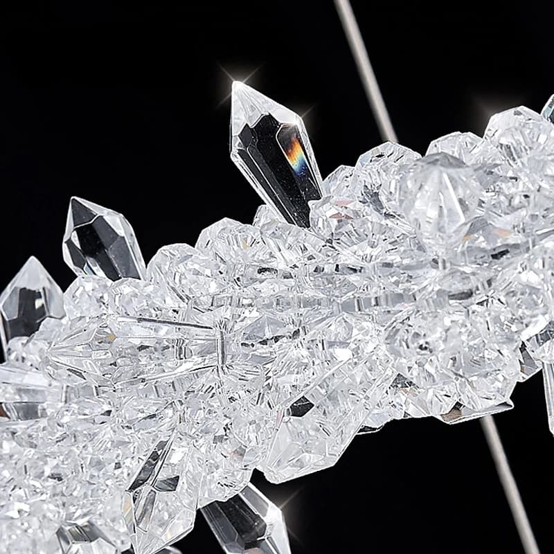 Morden Luxury Crystal Flower Led Chandelier Round Ring Pendant Lamp Dining Living Room Lighting Lustre Suspension Light Fixtures