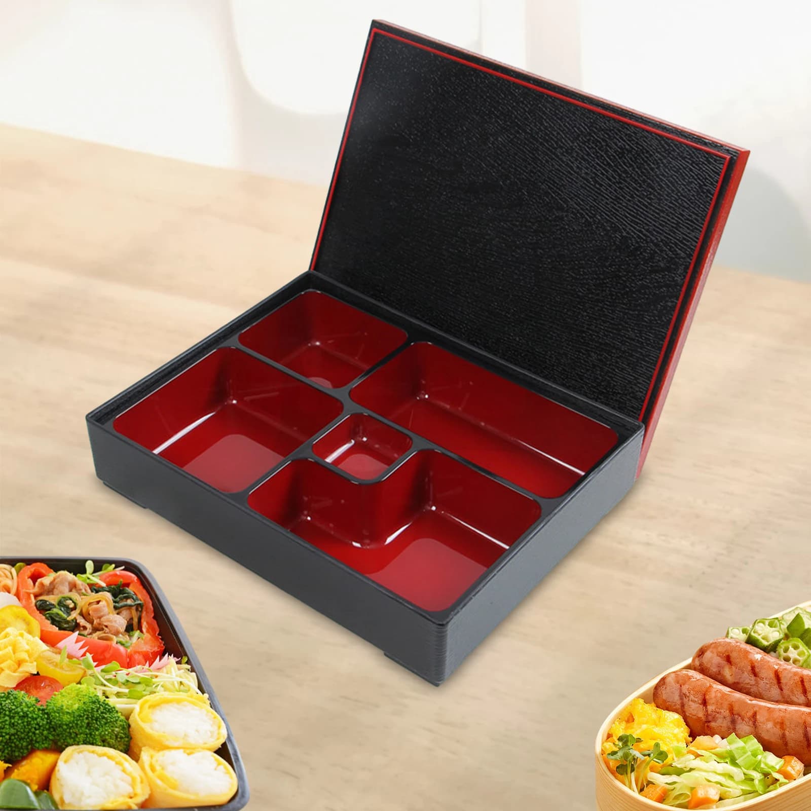 Scatole per il pranzo giapponesi con coperchio scatole per Bento multifunzionali contenitore per alimenti in plastica per Sushi di riso