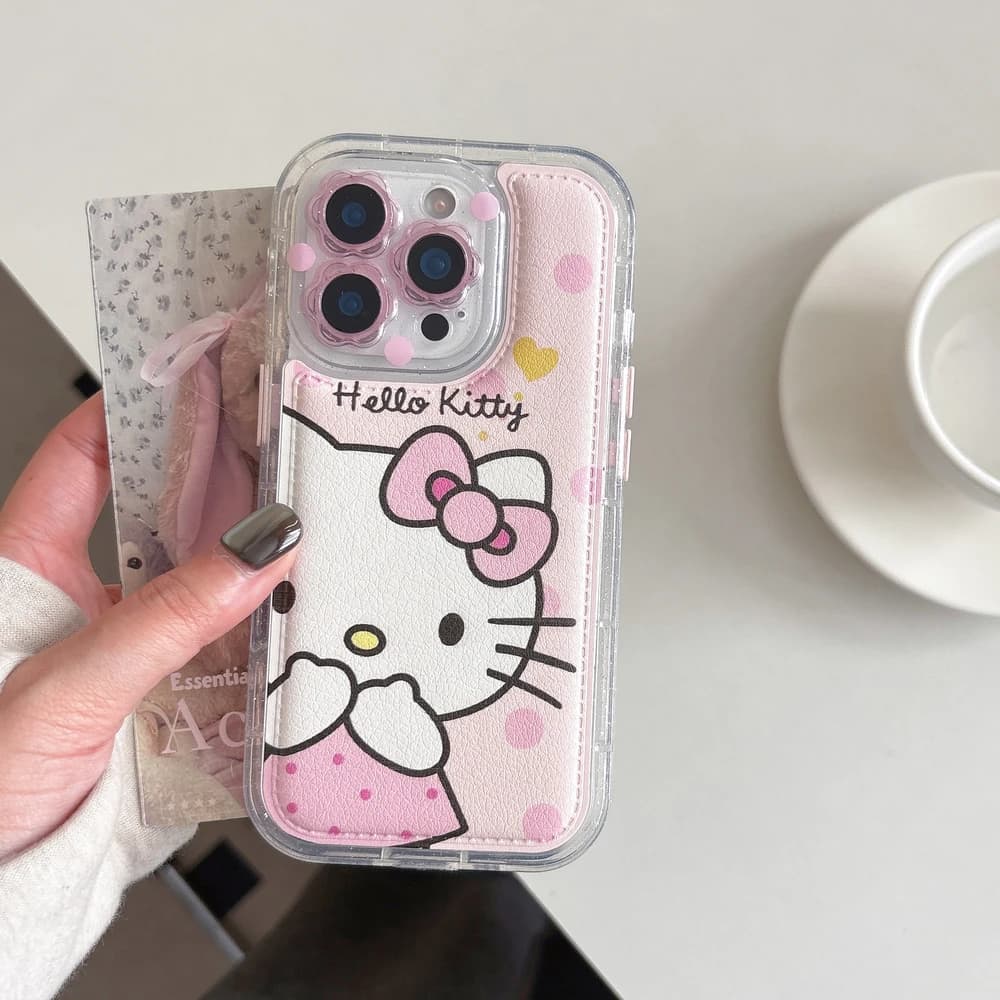 Custodia per telefono in TPU morbido antiurto con fiocco, stile cartone animato coreano, per iPhone 17 Pro 16 15 14 13 Pro Max, con personaggio Sanrio Hello Kitty