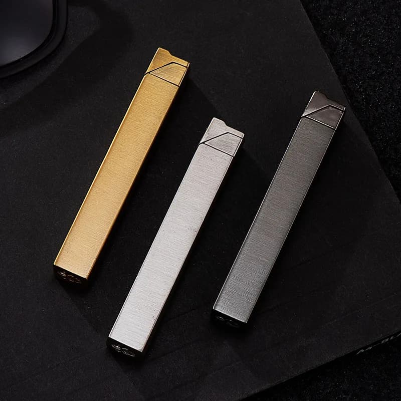 Trendy and High-looking Square Column Cube Lighter Suitable for Laser Advertising Long Metal Open Flame Lighter