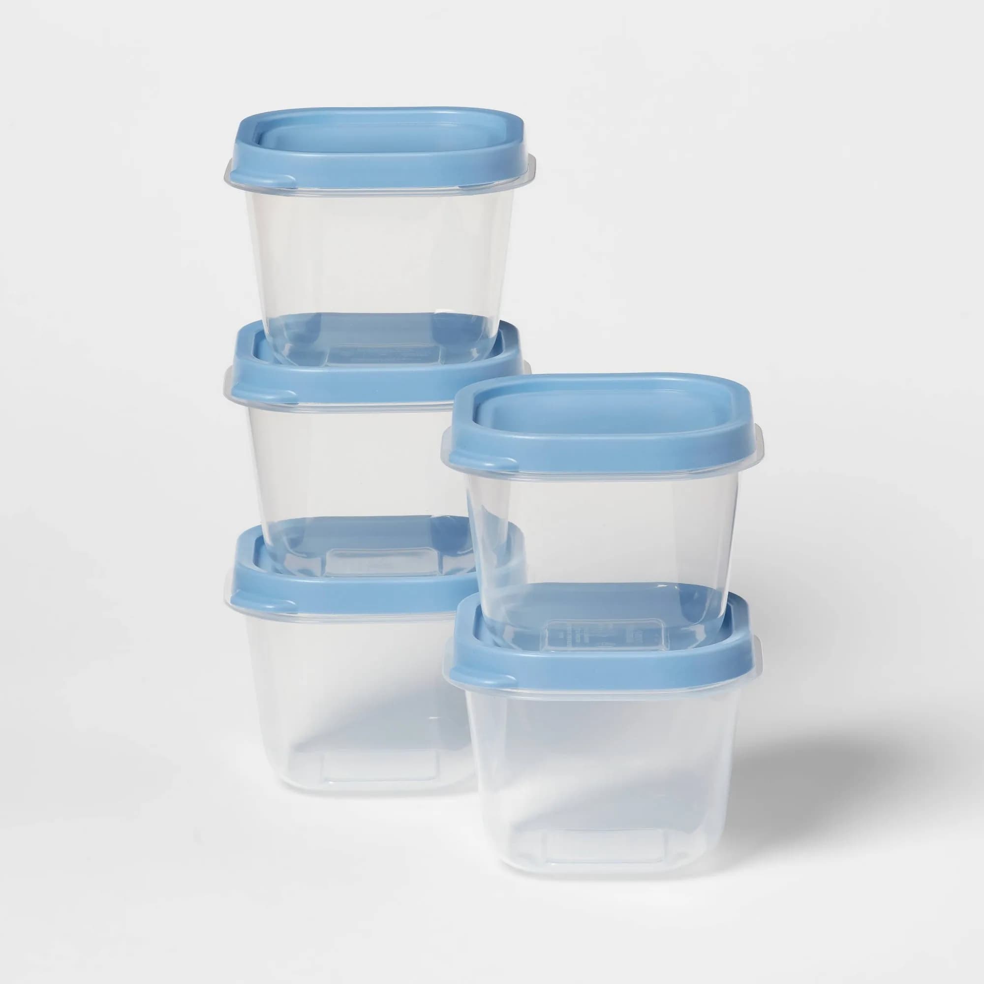 10pcs Blue Plastic Food Storage Container Set With Lids, 2 Cup Meal Prep Boxes For Kitchen Freshness