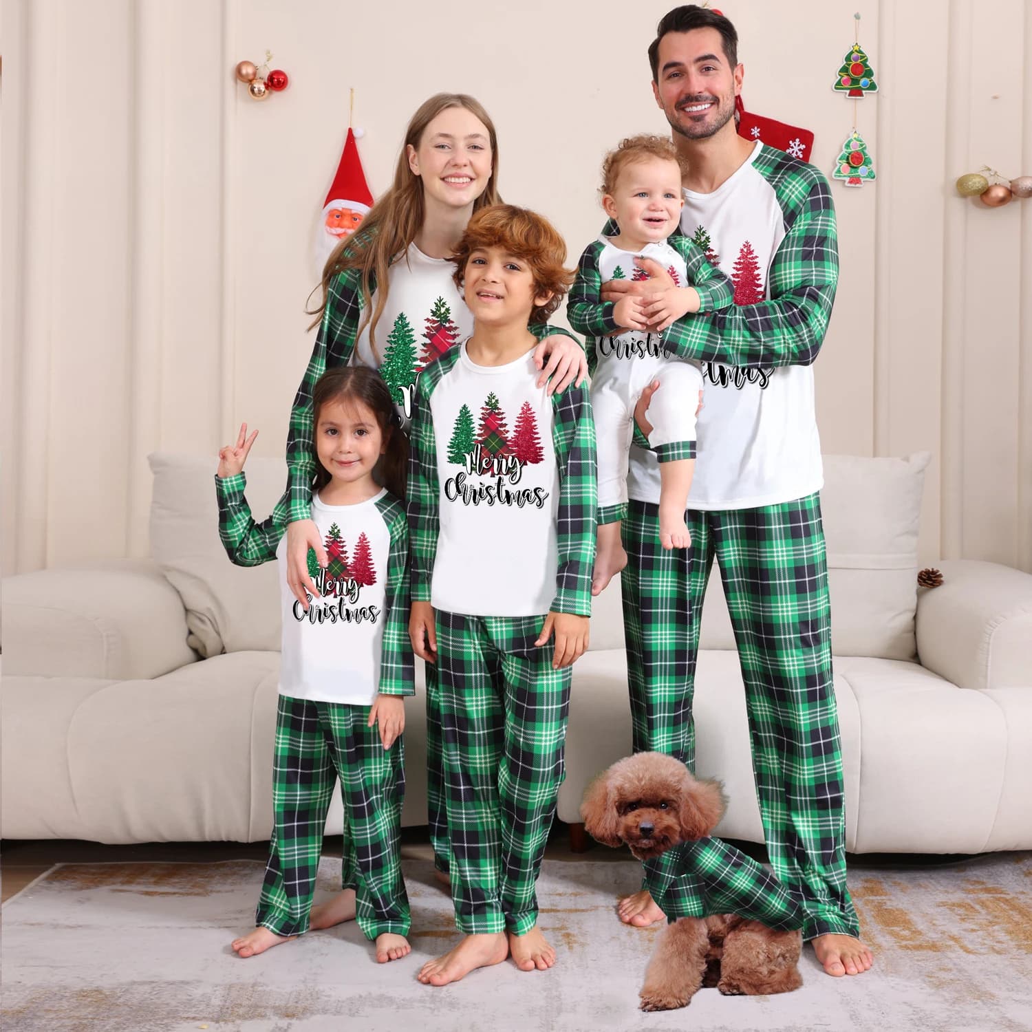 2025 Famiglia Pigiama Di Natale Set Babbo Natale Plaid Vestito Coordinato Madre Padre Bambini Costumi di Capodanno Pigiama Morbido Regalo Di Natale