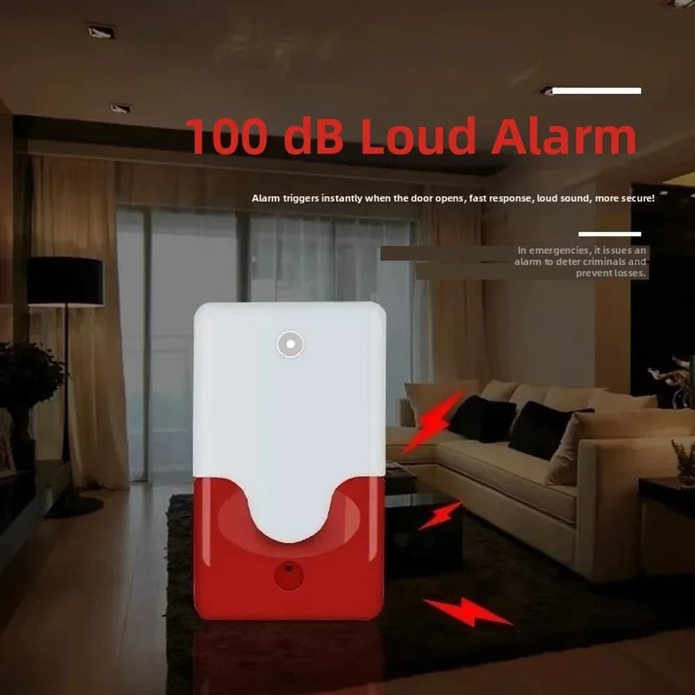 Allarme Magnetico Cablato per Porta con Suono e Luce, Sirena a Risposta Rapida 100dB per Sicurezza di Casa, Ufficio e Porte Antincendio