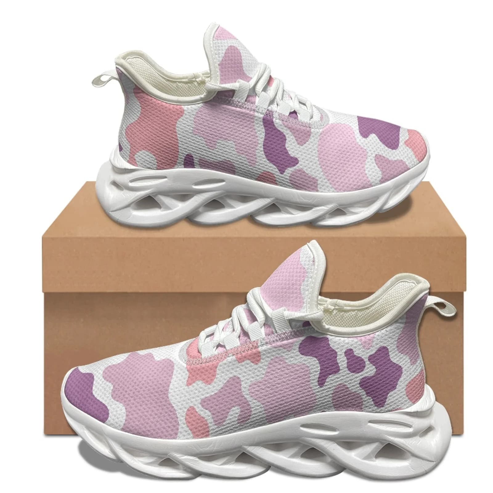 XIXIRIMIDO Blade Running Shoes Women's Lightweight Sneakers Men's Commuter Comfort Breathable Soft Lightweight Cow Print 35-48