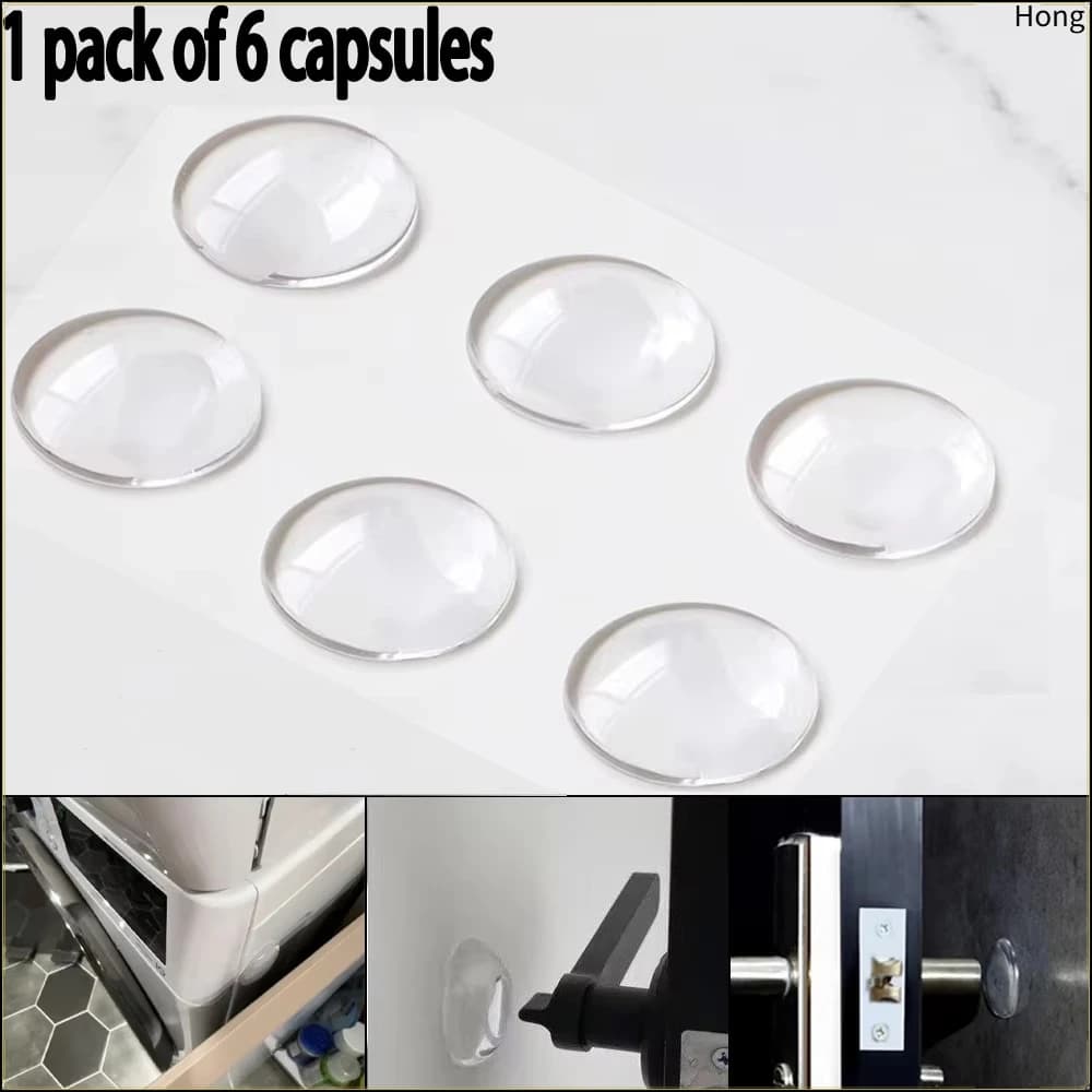 Silent Clear Silicone Door Stopper Bumper Pads,Anti-Collision Adhesive Pads for Proofing, Noise Reduction, Cabinets/Walls,6pcs