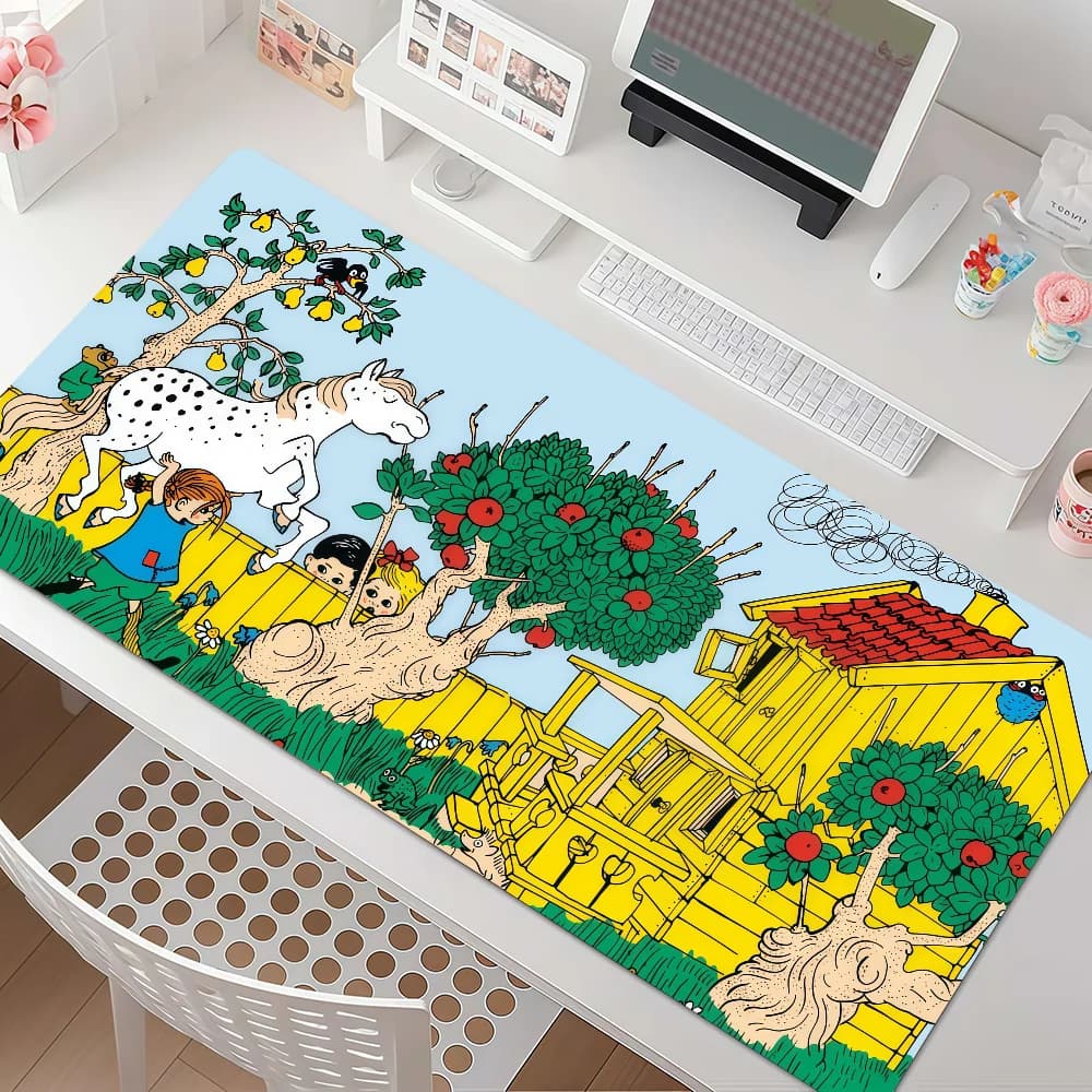 Pippi L-longstocking Cute Mouse Pad Anti Slip Rubber Edge Locked Thickened Laptop Gaming Desk Mat