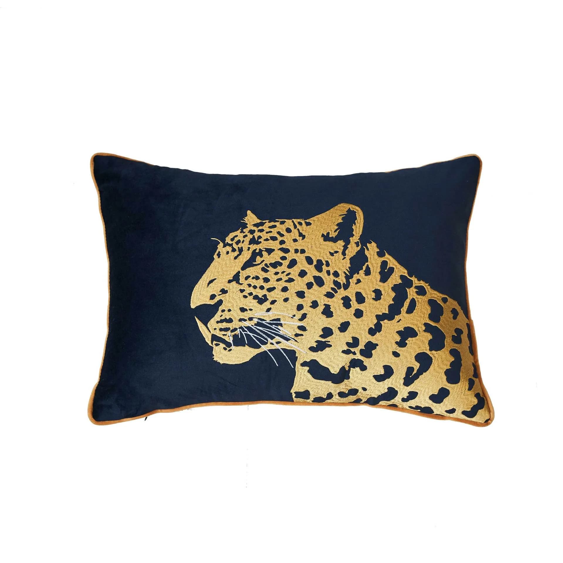 Confezione da 1 pezzo di animali selvatici ricamati in velluto olandese leopardo verde scuro blu federa quadrata lombare fodera per cuscino firmata