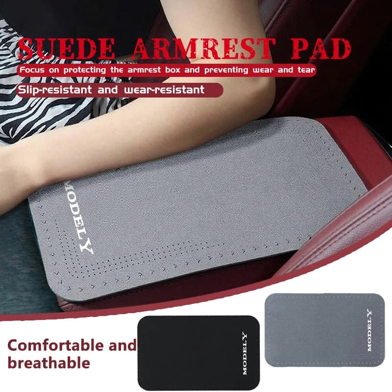 For Tesla Car Armrest Box Pad Suede Center Console Cushion Mats Interior Accessories Model 3 Y Model S X Roadster Bonina Coil