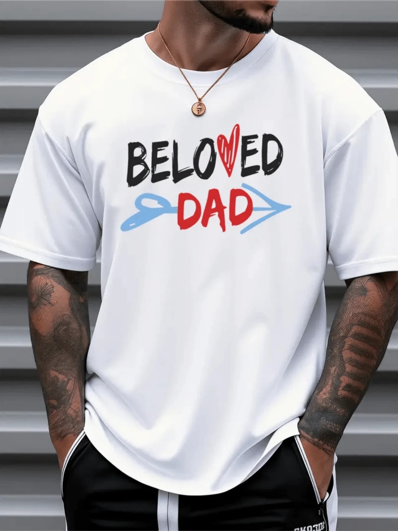 Beloved Dad Heart And Arrow Graphic Cotton T-Shirt For Men