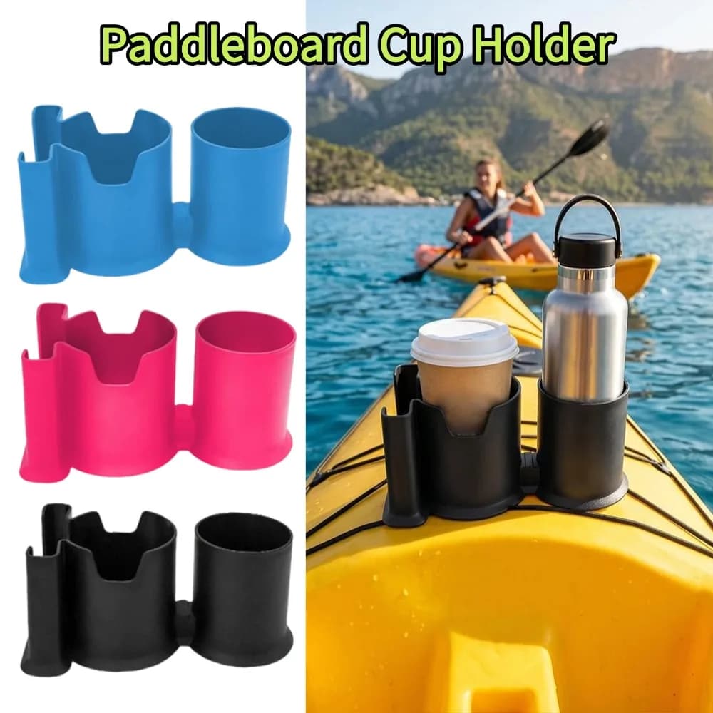 Paddleboard Cup Holders Double Cups 2 In 1 Waterproof Plastic Kayak Drink Phone Storage Rack Support for Watercraft Canoe SUP