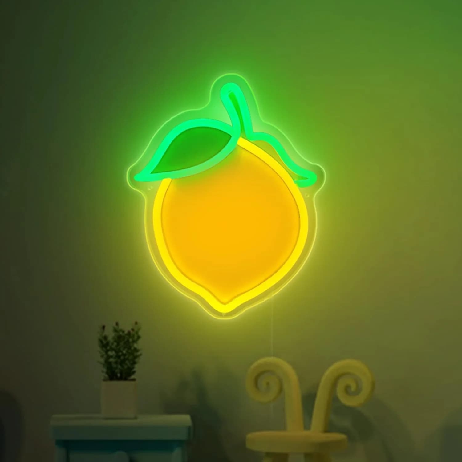Insegna al Neon a Forma di Limone Dimmerabile, Luce al Neon Divertente a Forma di Frutta per Arredamento Casa, Bar, Caffetteria, Stanza dei Bambini, Sala Giochi, Decorazione Murale e Regalo per le Feste