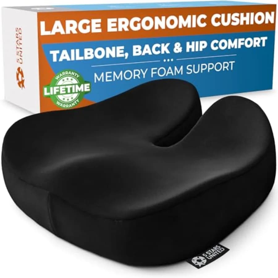 Cuscino per Sedia - Cuscino in Memory Foam per Alleviare il Dolore al Coccige - Supporto Ergonomico per Coccige, Sciatica e Glutei - Per Ufficio