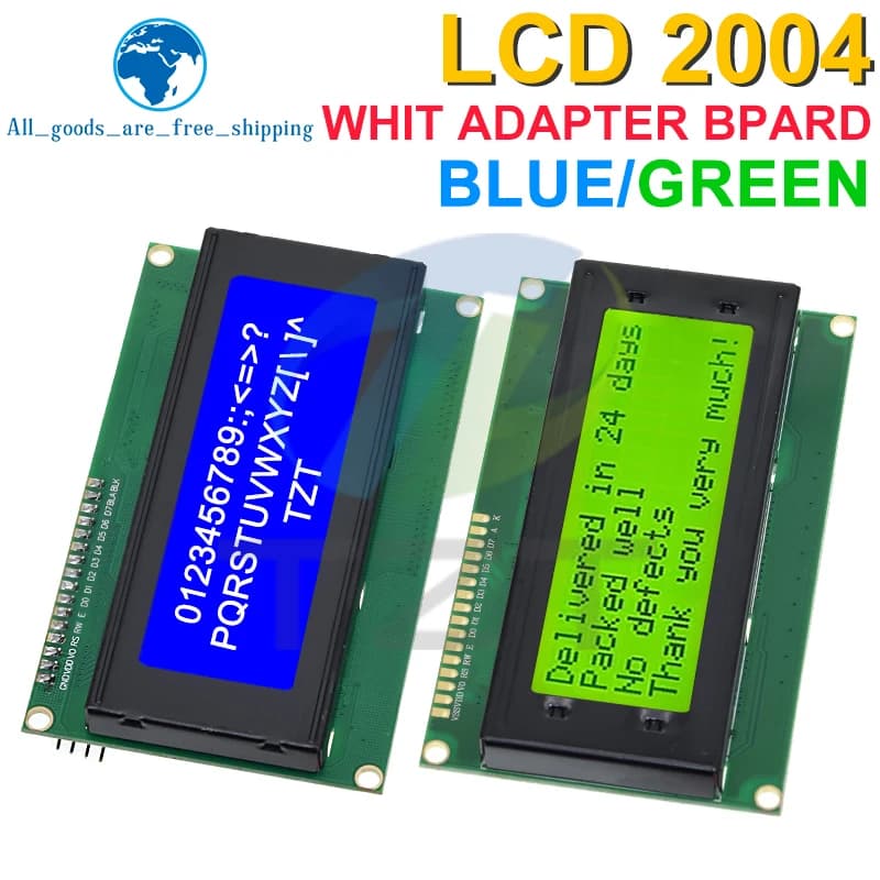 TZT IIC/I2C/TWI 2004 LCD module retroilluminate green blue serial for Arduino UNO R3 MEGA2560 20 X 4 LCD2004