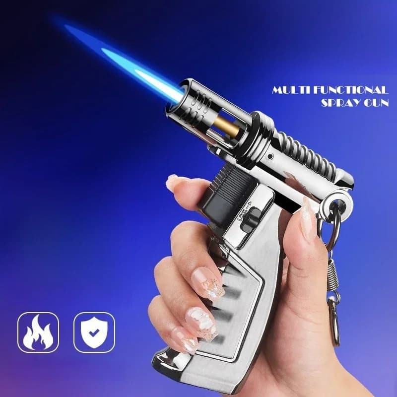 Nuova pistola a spruzzo portatile con accendino a gas butano con fuoco fisso, fiamma blu invertita, accendino gonfiabile con pistola per saldatura ad alta temperatura