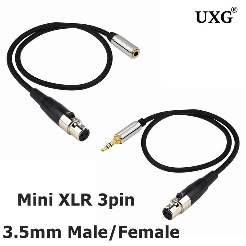 Mini XLR 3Pin Jack da 3,5 mm a Mini XLR 3,5 mm femmina per BM800 PC Mixer per cuffie Microfono Amplificatore per fotocamera stereo 0,5 m 50 cm