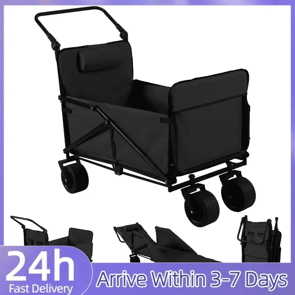 Carrello 2-in-1 Pieghevole con Capacità di 200 kg e Ruote per Tutti i Terreni, Ideale per Shopping, Spiaggia, Campeggio, Sport e Giardino
