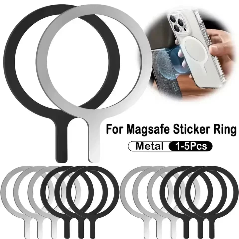 Anello Magnetico in Acciaio Inossidabile per Caricabatterie Wireless Magsafe, Adesivo Universale in Lamiera di Ferro per Supporto Telefono Auto