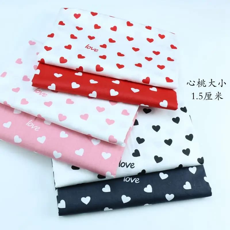 160x50 cm Tessuto in twill di cotone stampato con cuore rosa pesca, per realizzare copripiumino lenzuolo pigiama per bambini abito fatto a mano in tessuto a conchiglia