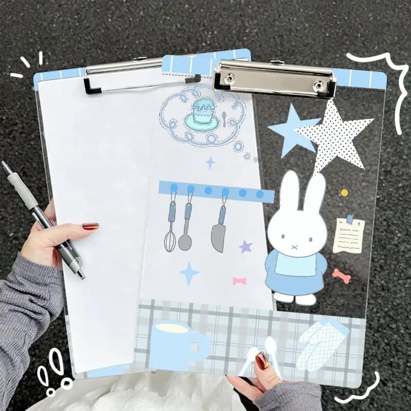 Miffy Boris Clear Acrylic Clipboard A4 A5 A6 Transparent File Folder Student Exam Paper Storage Writing Pad Office Stationery
